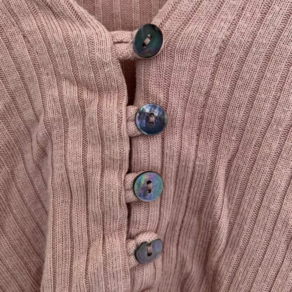 Reformation Gellar Knit Button-Up Top, Size Xs, L… - image 2